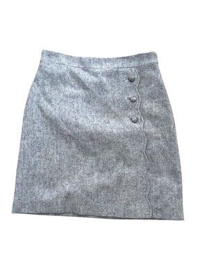 Talbots Women's Pencil Skirt Sz 4 Gray Wool Blend Herringbone Career Office Wear